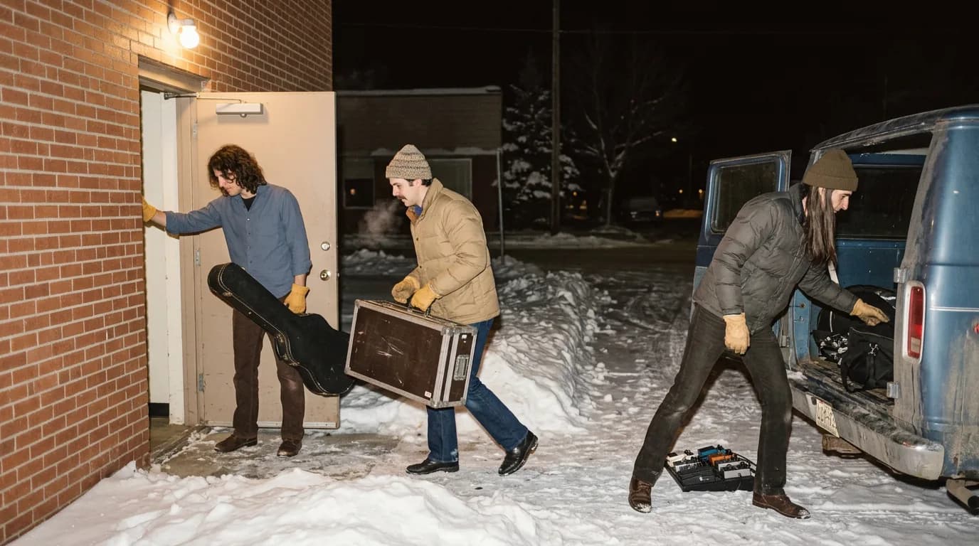 Load-in, side door.